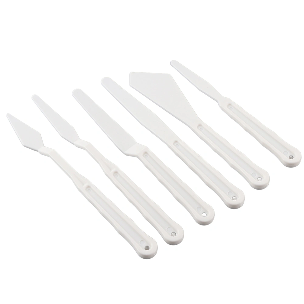 6pcs White Plastic Painting Palette Knives Paint Art Pigment Spatulas