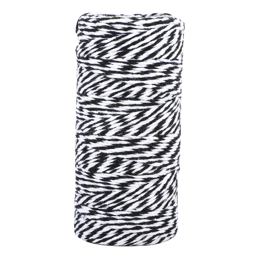 100m Handmade Double Color Cotton Thread Twine String Decoration(black white)