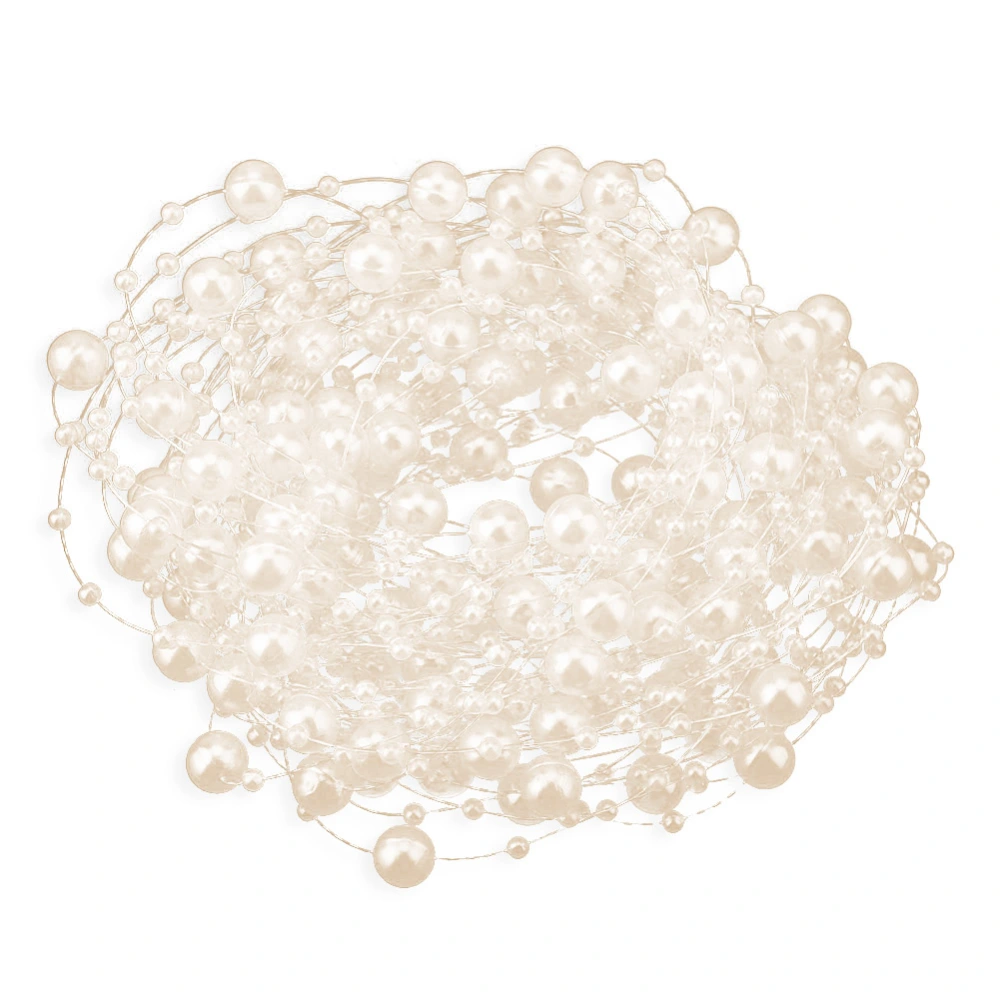 10M Fishing Thread Artificial Pearls Beads Chain DIY Wedding Party Decoration (beige)