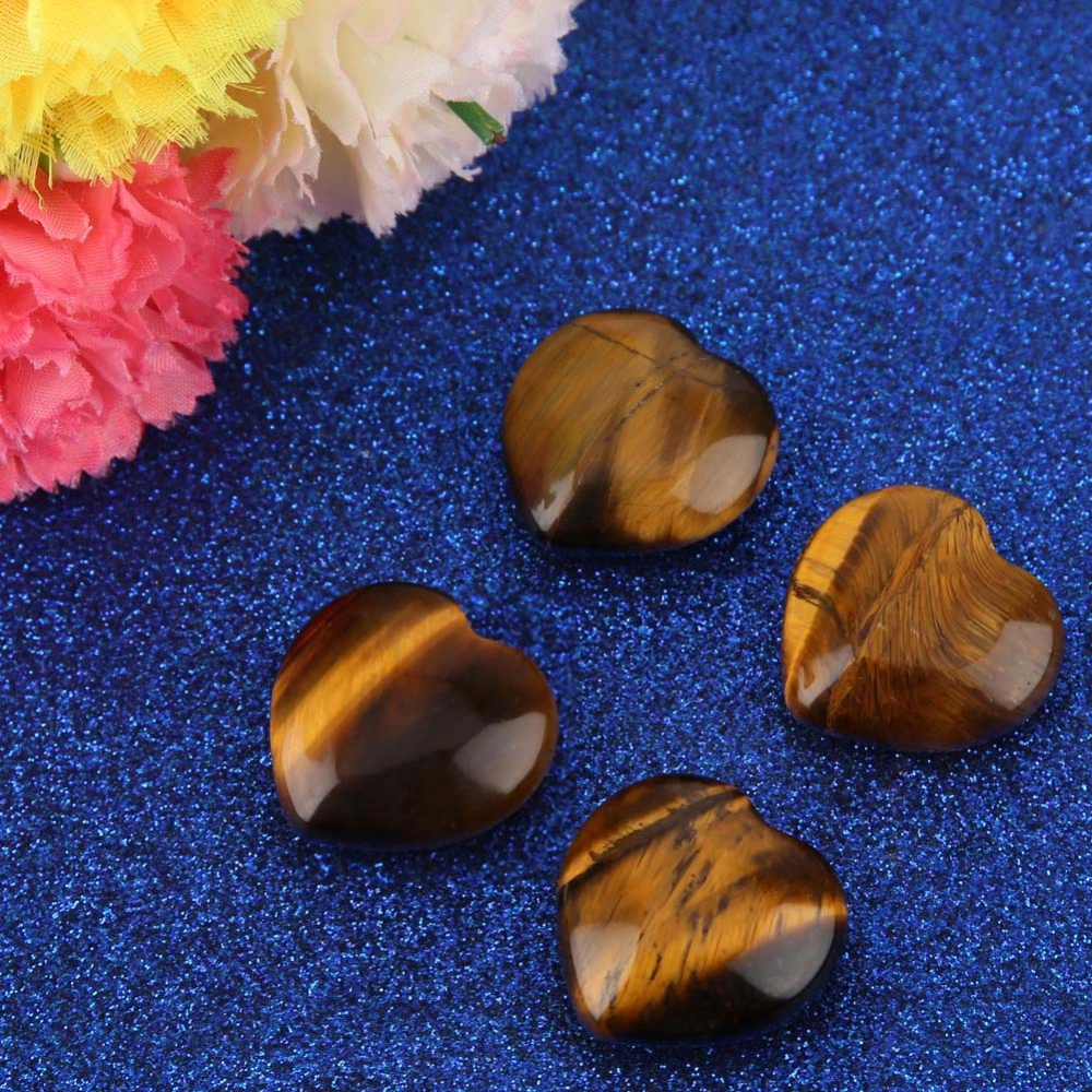 Natural Crystal Healing Stone Love Heart shape Fluorite Gemstone Home Decor(Tigers Eye Stone)