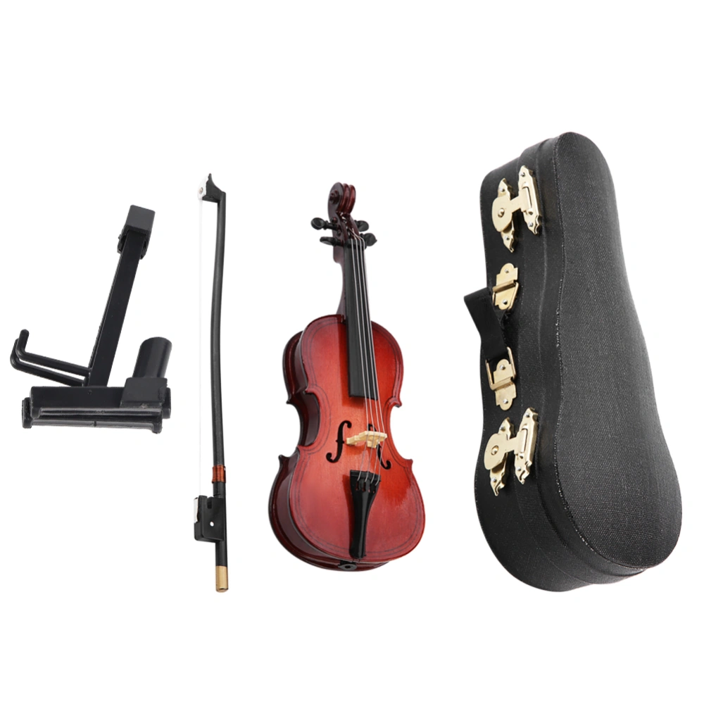 5.5in Wooden Miniature Cello Replica with Case Instrument Model Musical Gifts Ornaments