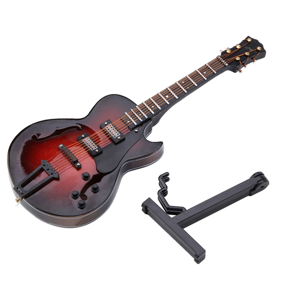 7.1in Classic Miniature Guitar Replica with Stand and Case Instrument Ornaments Christmas Gift