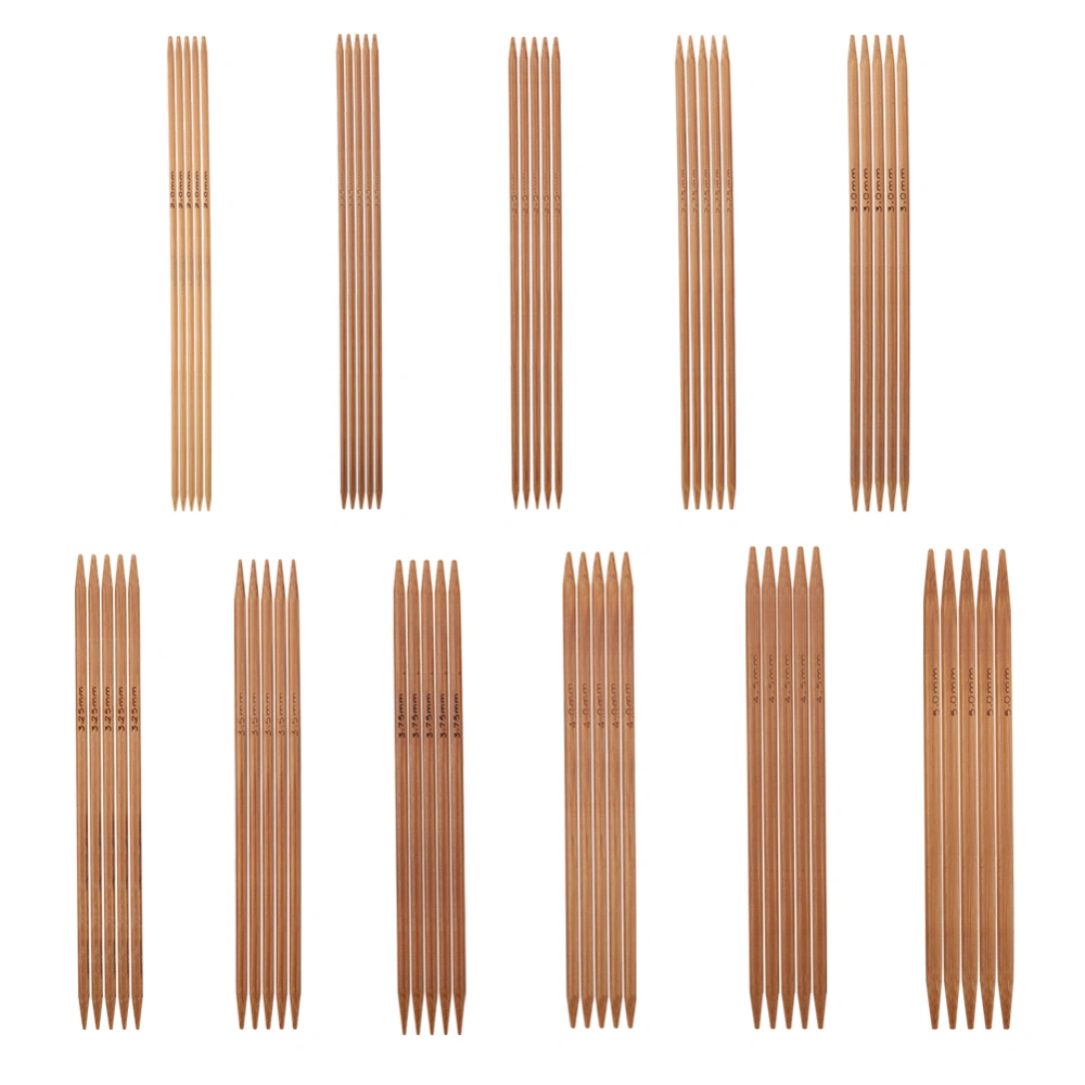 Set of 11 Bamboo Double Pointed Knitting Needles Set 11 Sizes (5.1in/13cm)