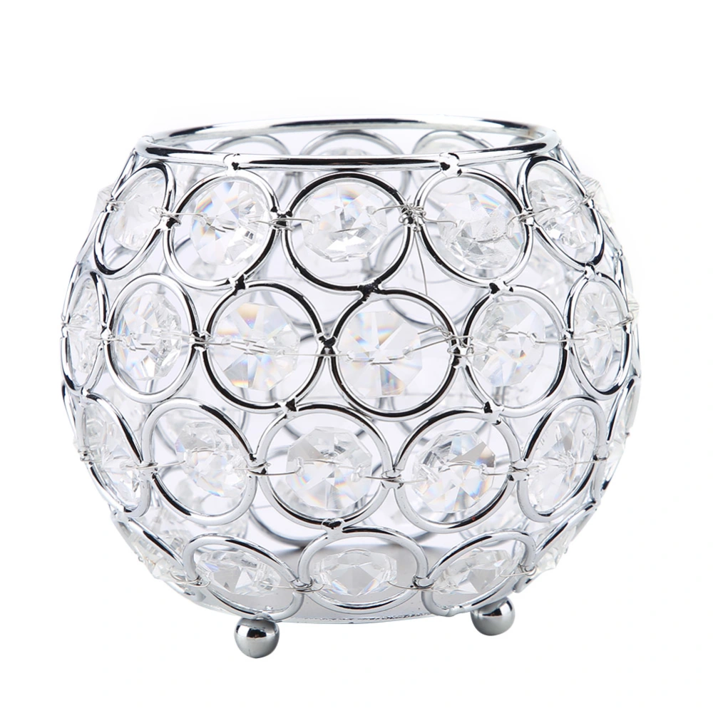 Crystal Candle Holder Silver Votive Tealight Candle Holders for Wedding, Christmas (Silver)