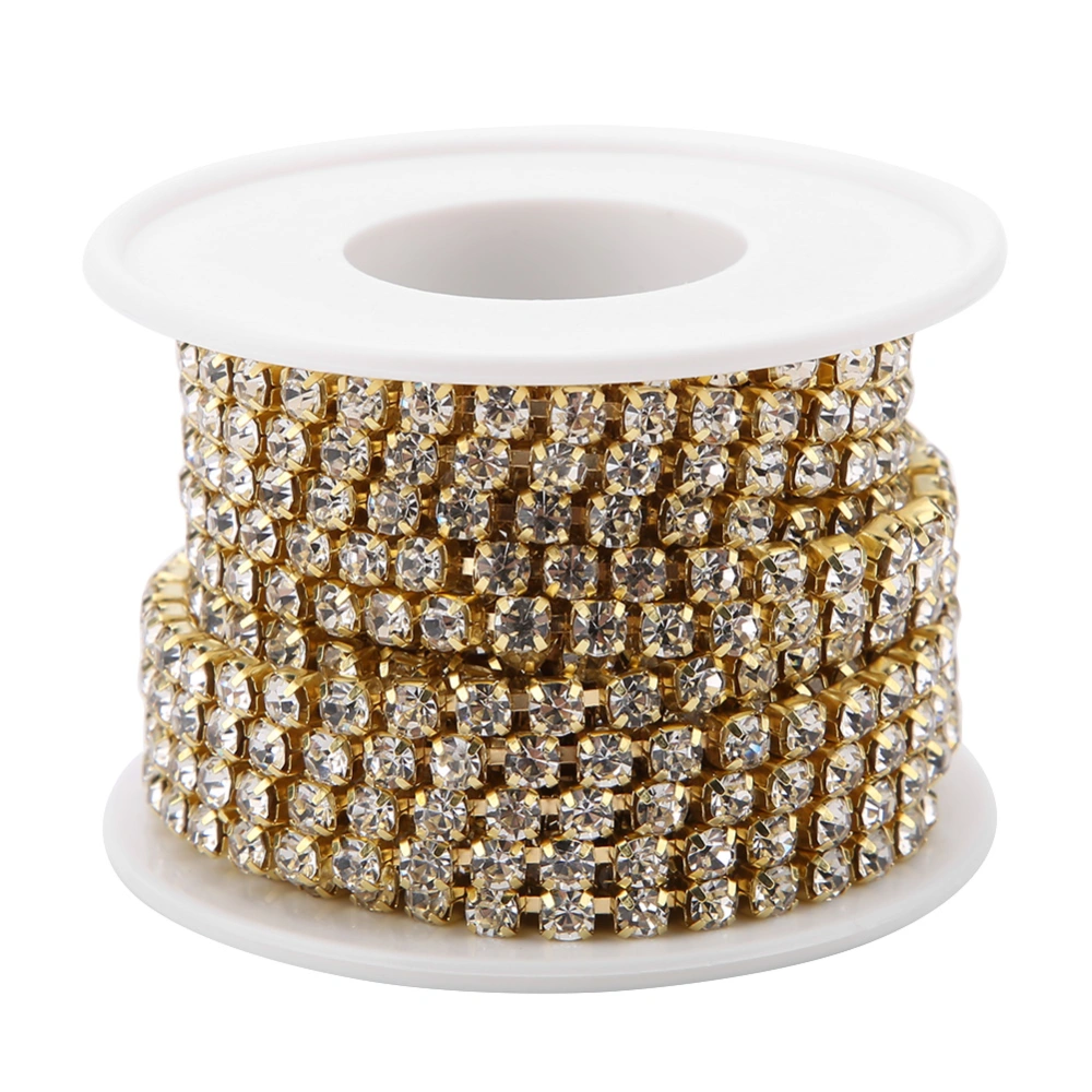 SS16 5yard/roll Crystal Rhinestone Chain DIY Fashion Close Cup Chain Golden Apparel Accessories