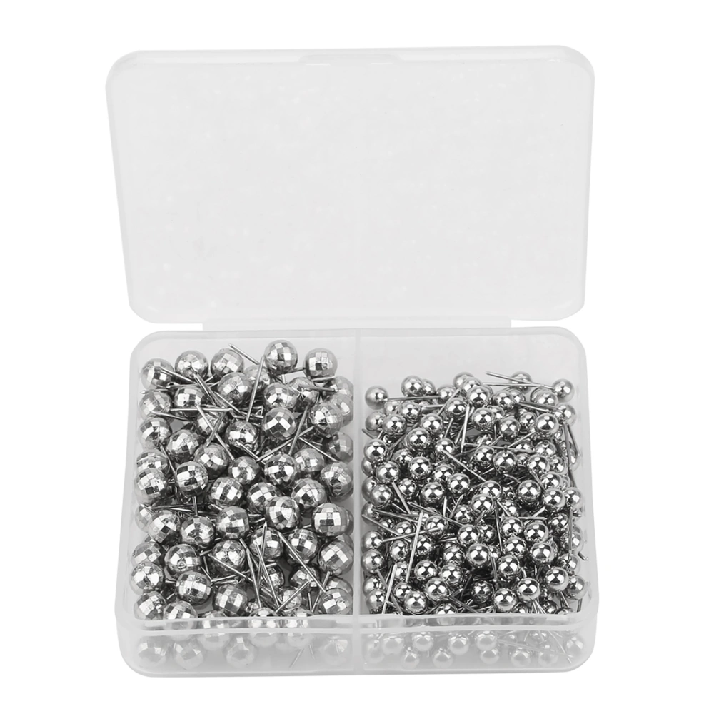 300pcs Round Pearl Head Pins Dressmaking Sewing Fixed Marking Practical Tool (Silver)