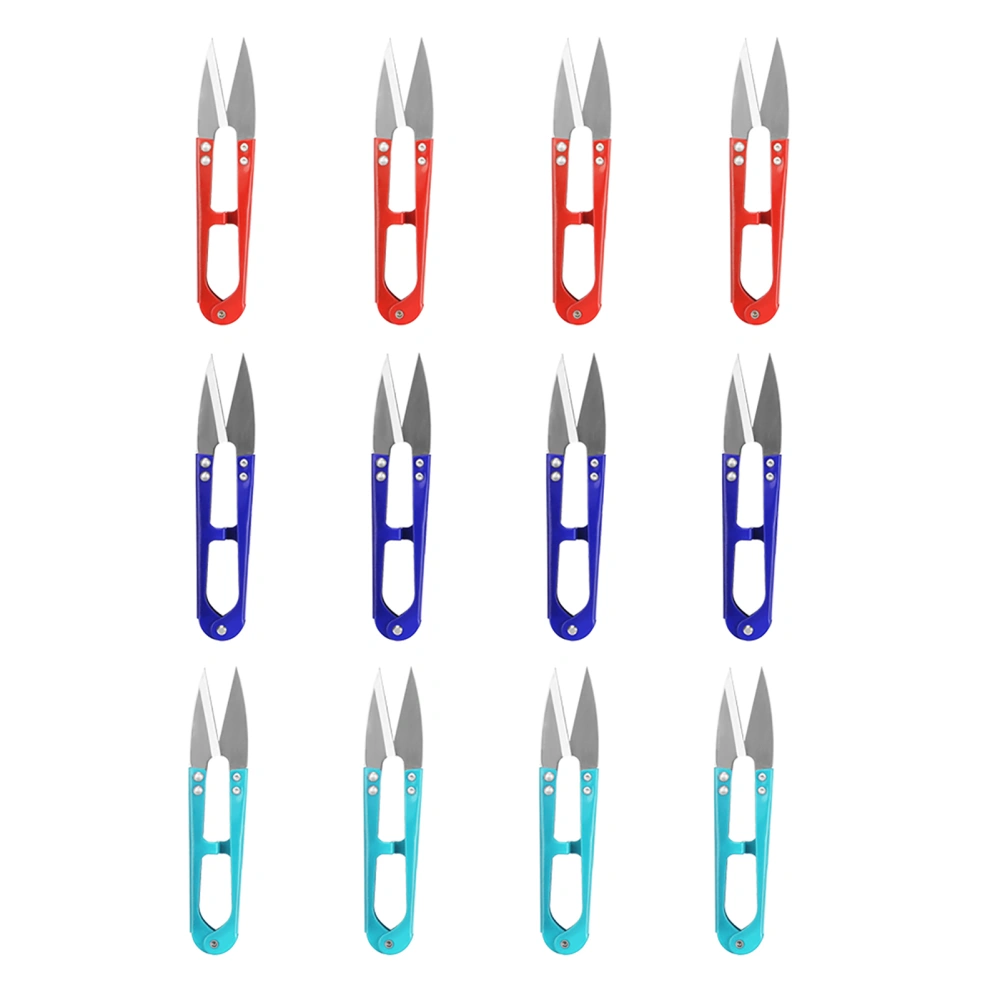 12 pcs/pack Mixed Color Small Yarn Scissors Thread Scissors for Household Use