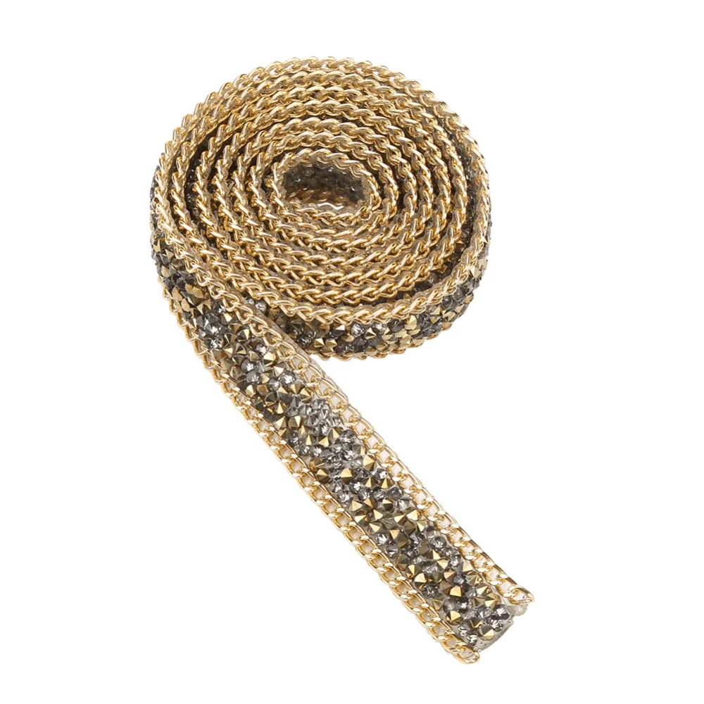 1yard 20mm Wide Double pointed Rhinestone Ribbon Diamond Mesh Wrap Roll (Gold)