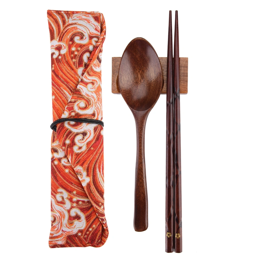 Wood Spoon Chopstick Dinnerware Set Portable Outdoor Travel Tableware (#05)