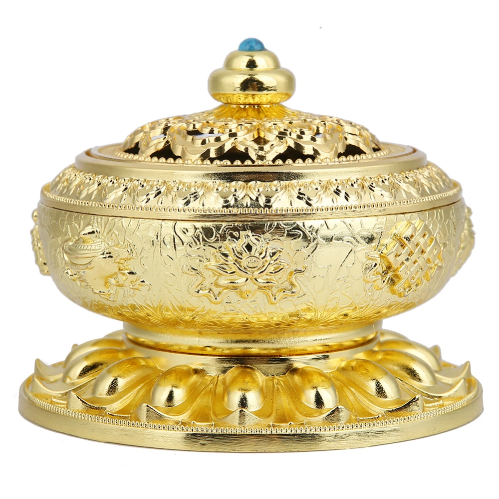 Incense Burner Smoke Backflow Ceramic Glaze Censer Cone Holder Home Decoration (Gold)