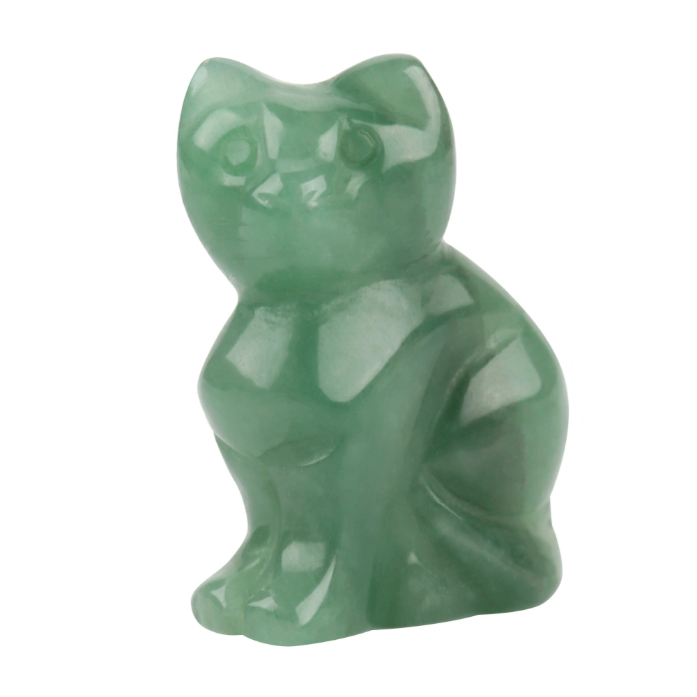 1.5IN Colorful Natural Green Aventurine Handmade Carving Lucky Cat Shape Stone