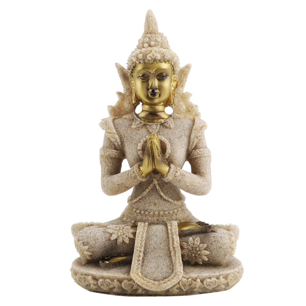 11x6.5x4cm Buddha Statue Sculpture Hand Carved Sandstone Figurine Crafts Household Decoration