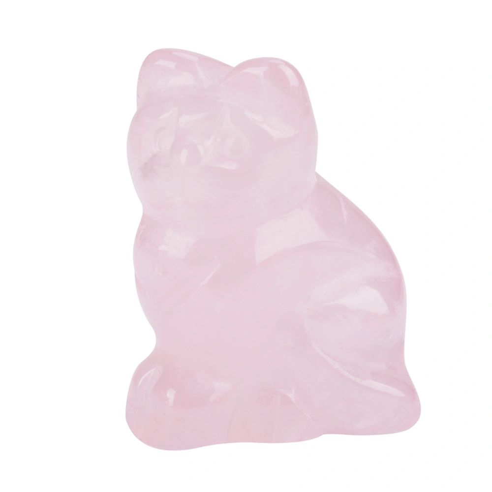 Rose Quartz Carved Kitten shaped Decor Pink Crystal Healing Stone Gemstone Decoration