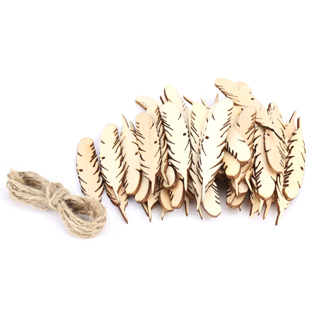 50Pcs/Bag Feather Wood Crafts For Wall Wedding Party Room Decoration Accessories DIY