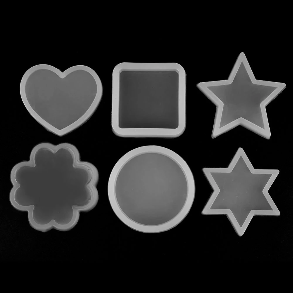 6 Types Circle Square Heart Star Shape Silicone Mold Cake Decoration Chocolate Mould Set DIY