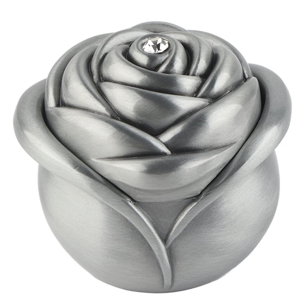 Wedding Ring Box Zinc Alloy Jewelry Storage Case with Rose Flower Design Gifts Presents