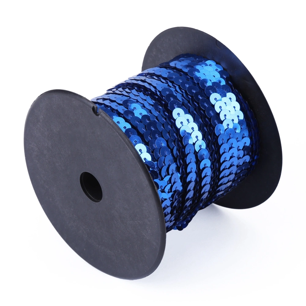 DIY 100 Yards 6mm Shiny Trim Sewing Strings Flat Round Sequins Line Accessory (Blue)