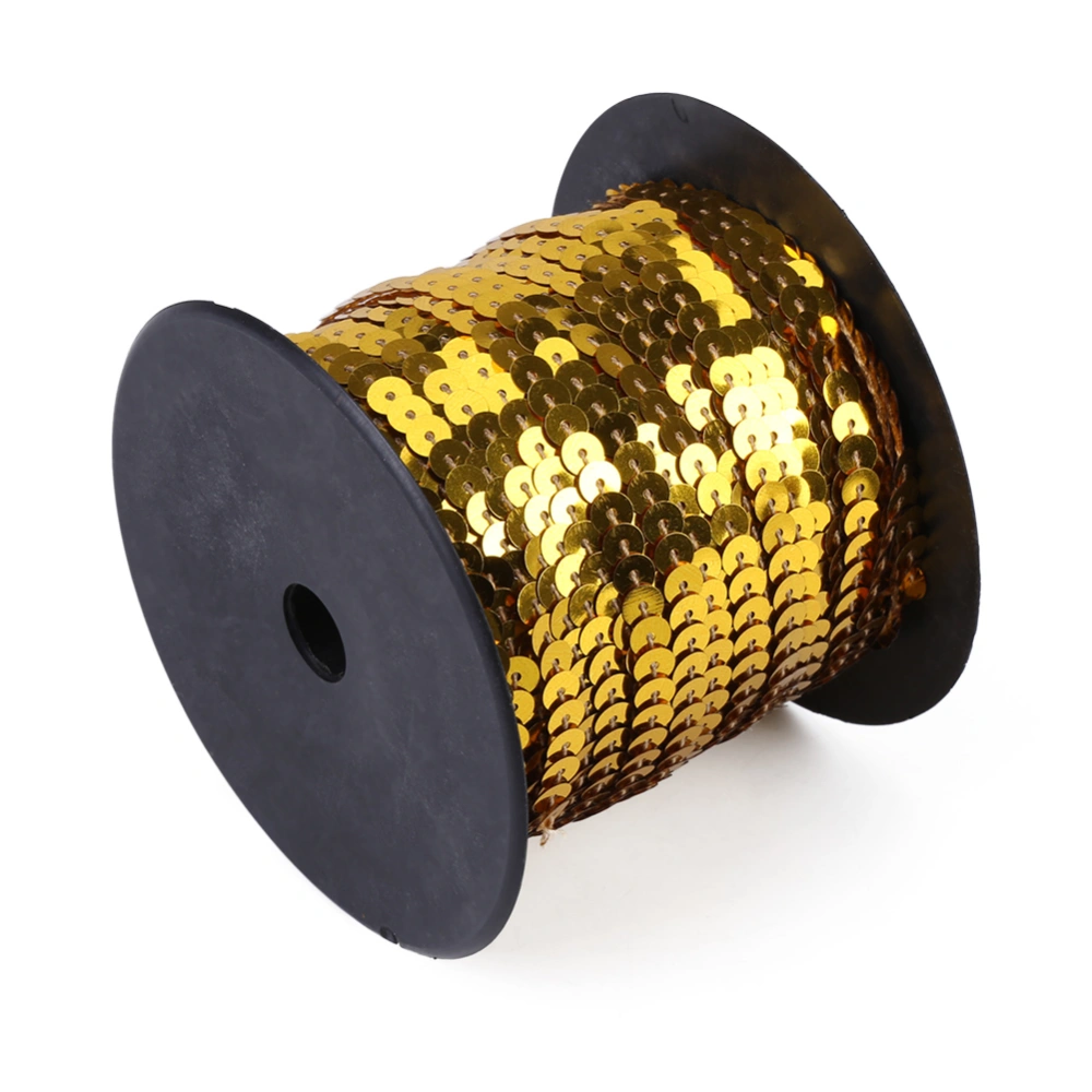 DIY 100 Yards 6mm Shiny Trim Sewing Strings Flat Round Sequins Line Accessory (Gold)