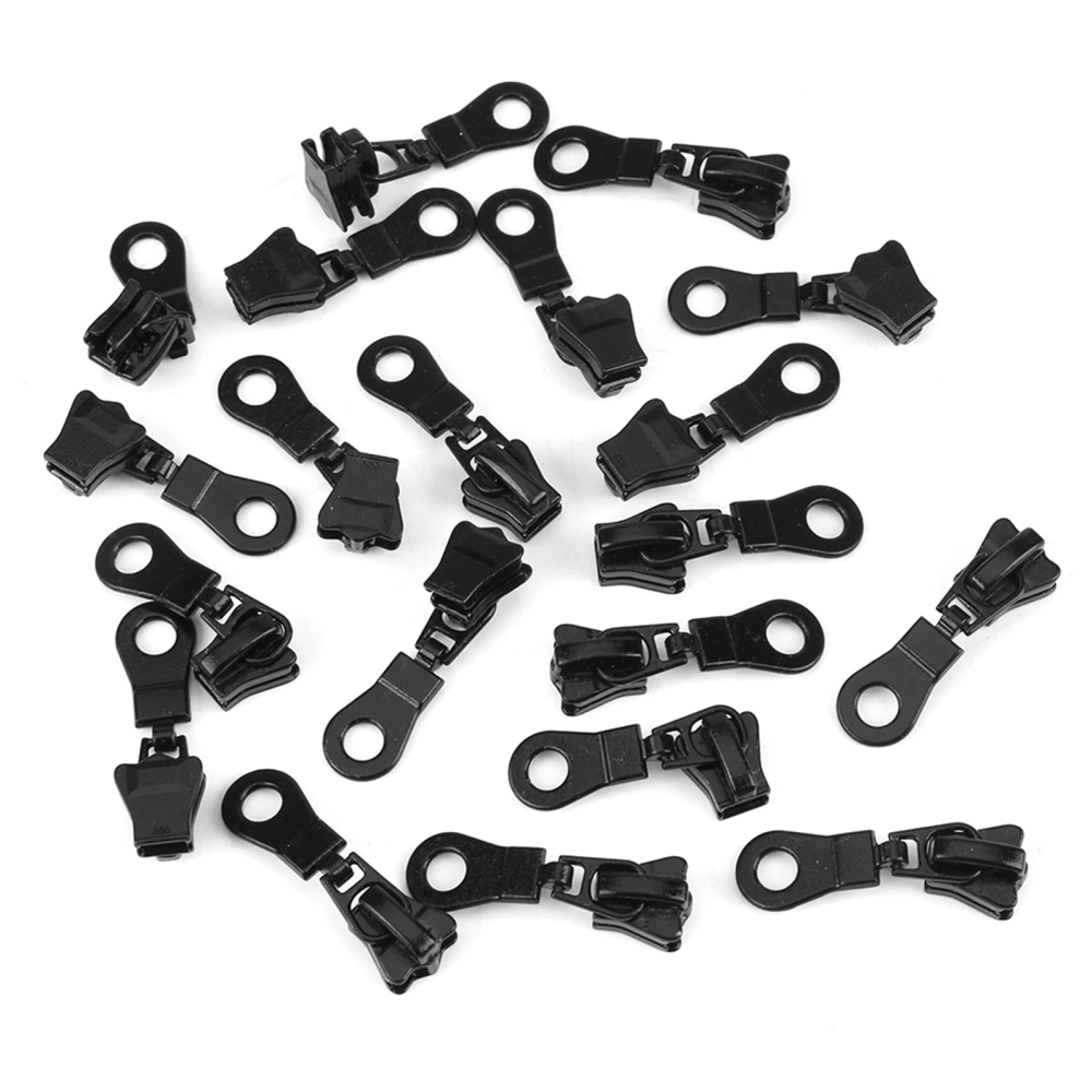 20pcs Metal Alloy Zipper Sliders Size #5 Zip Fastener Repair Replacement Kit (Black)