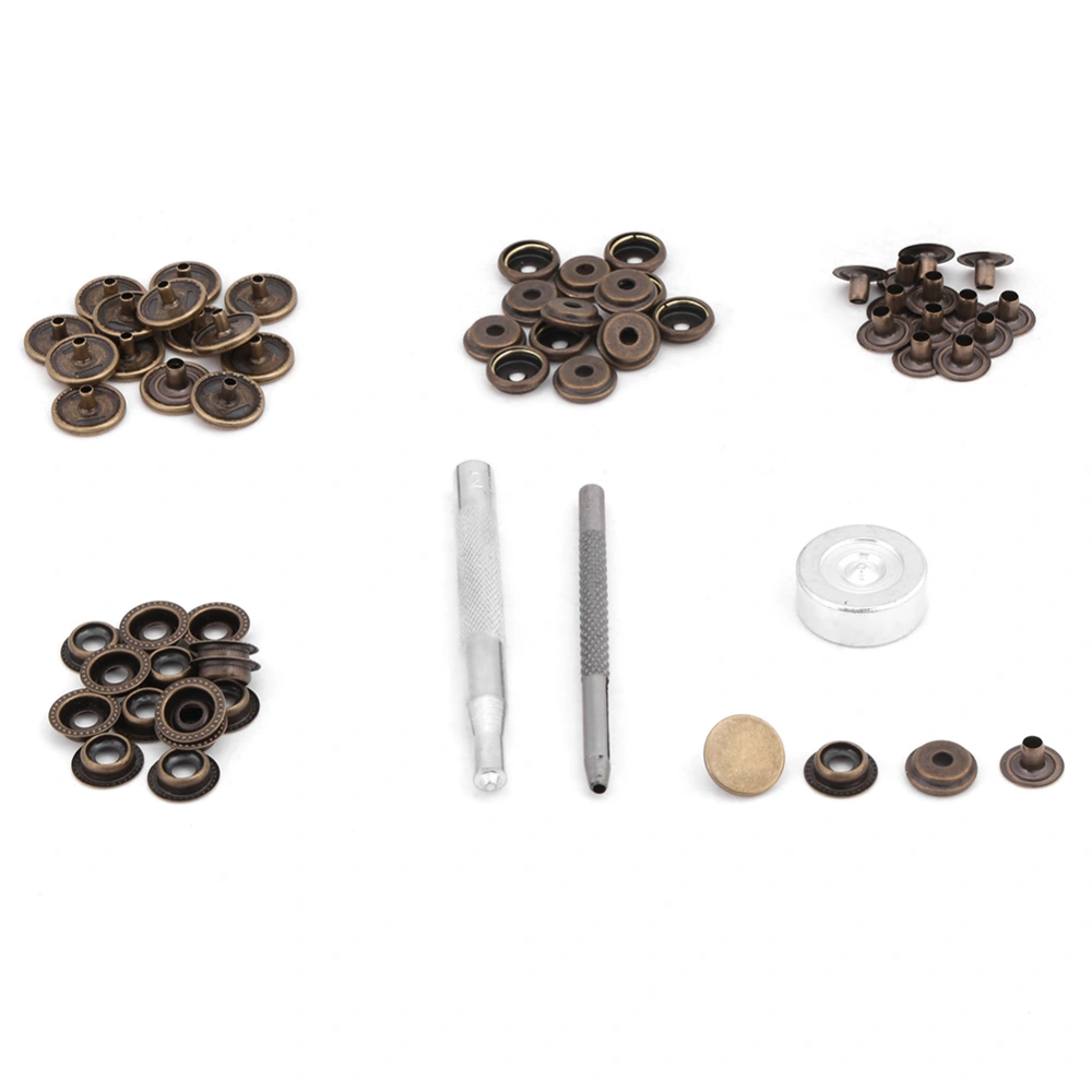 Metal Press Stud Snap Button Fastener for Leather Clothes Jacket Repair(bronze 3pcs tool)