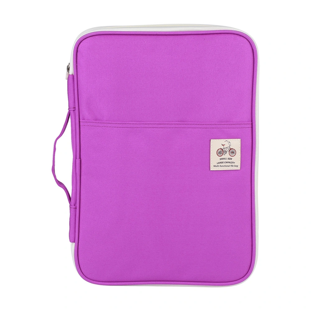 A4 Document Bag File Folder Portfolio Organizer Computer Notebook Zippered Case (Purple)