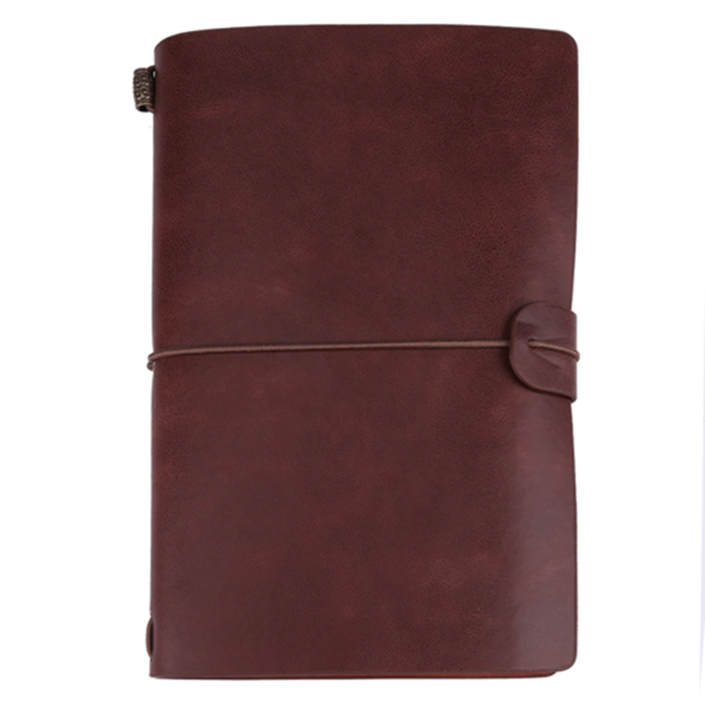 Classic PU Leather Travel Notebook Personalized Journal Diary Refillable Notepad (Dark Brown)