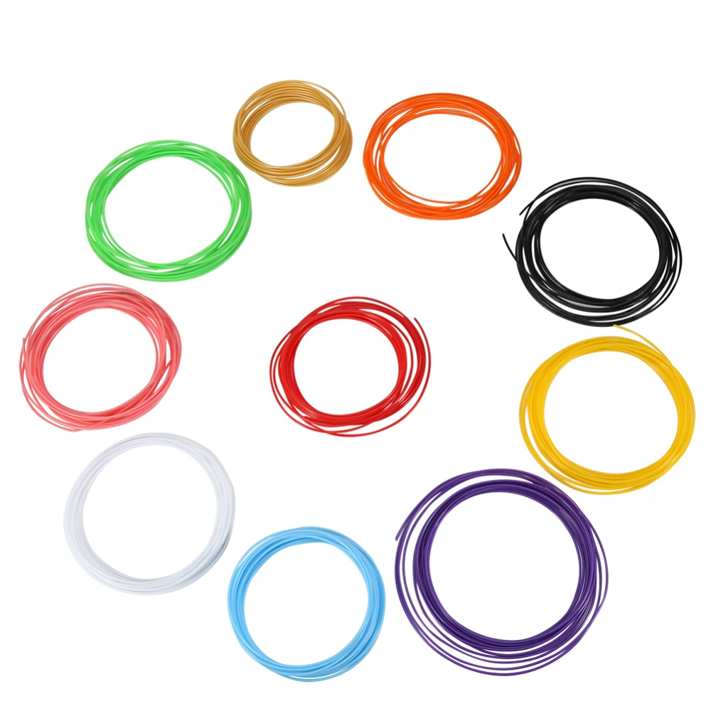 10 Colors 5m/roll 3D Printer Pen Filament ABS 1.75mm Plastic Consumables Material(ABS)