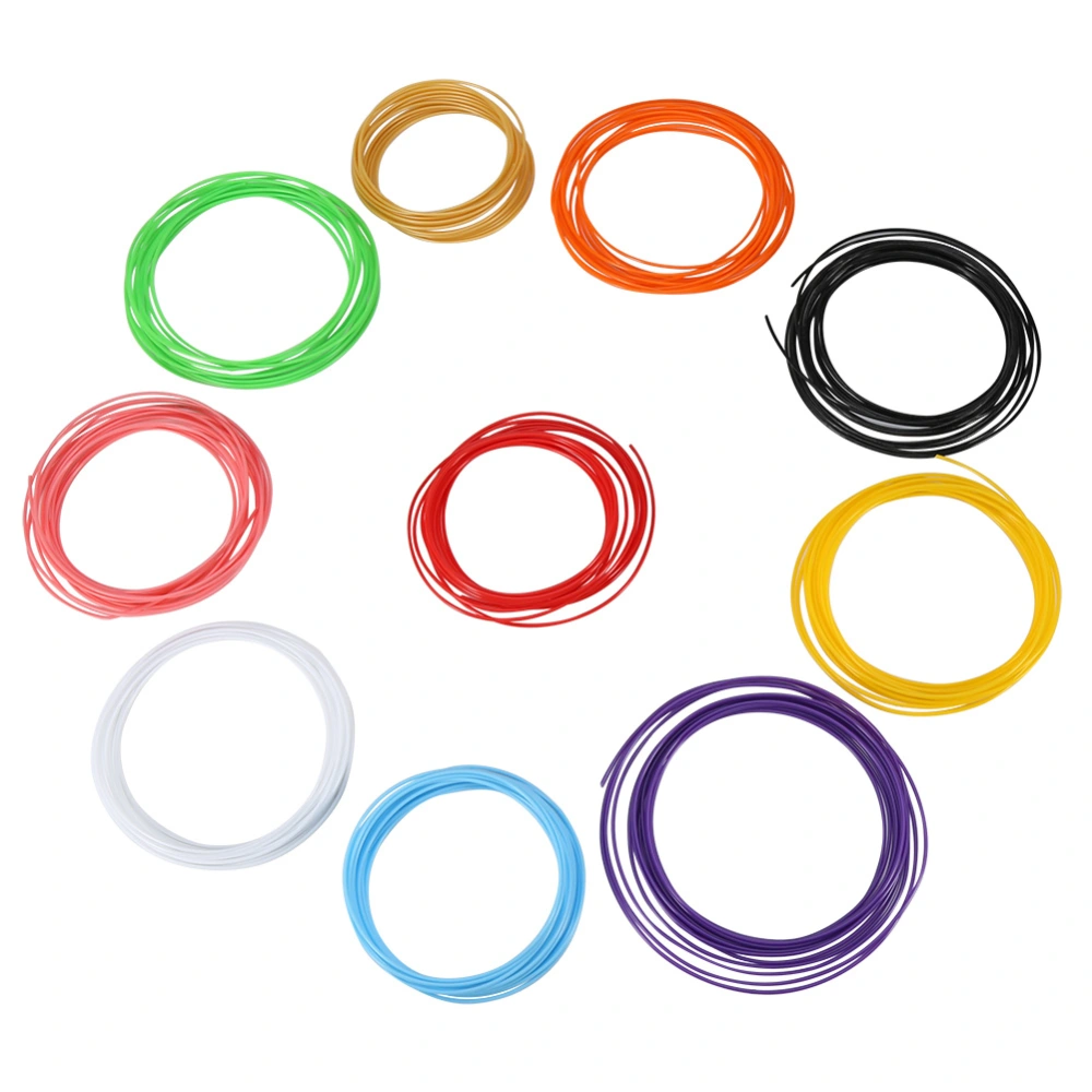 10 Colors 5m/roll 3D Printer Pen Filament PLA 1.75mm Plastic Consumables Material(PLA)