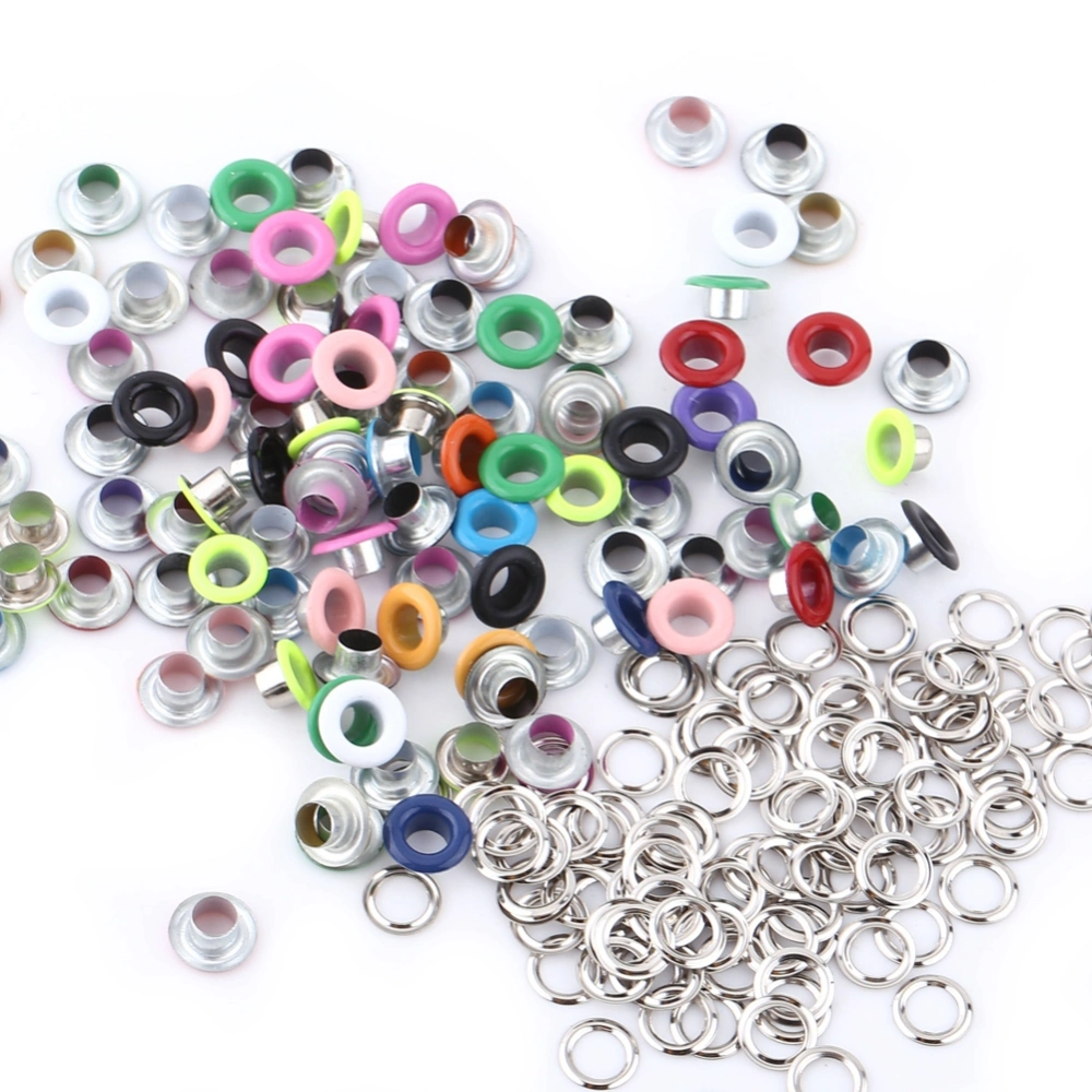 100Sets 5mm Metallic Scrapbooking Eyelets Buckle Leather Craft Apparel Accessory(Mixed Color)