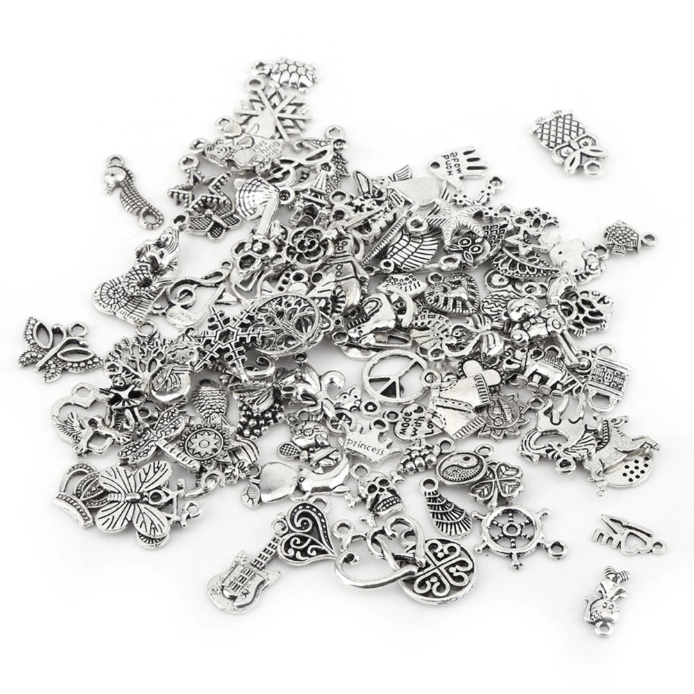 100pcs Mixed Pattern Tibetan Silver Charm Accessories Parts Pendants Craft Making