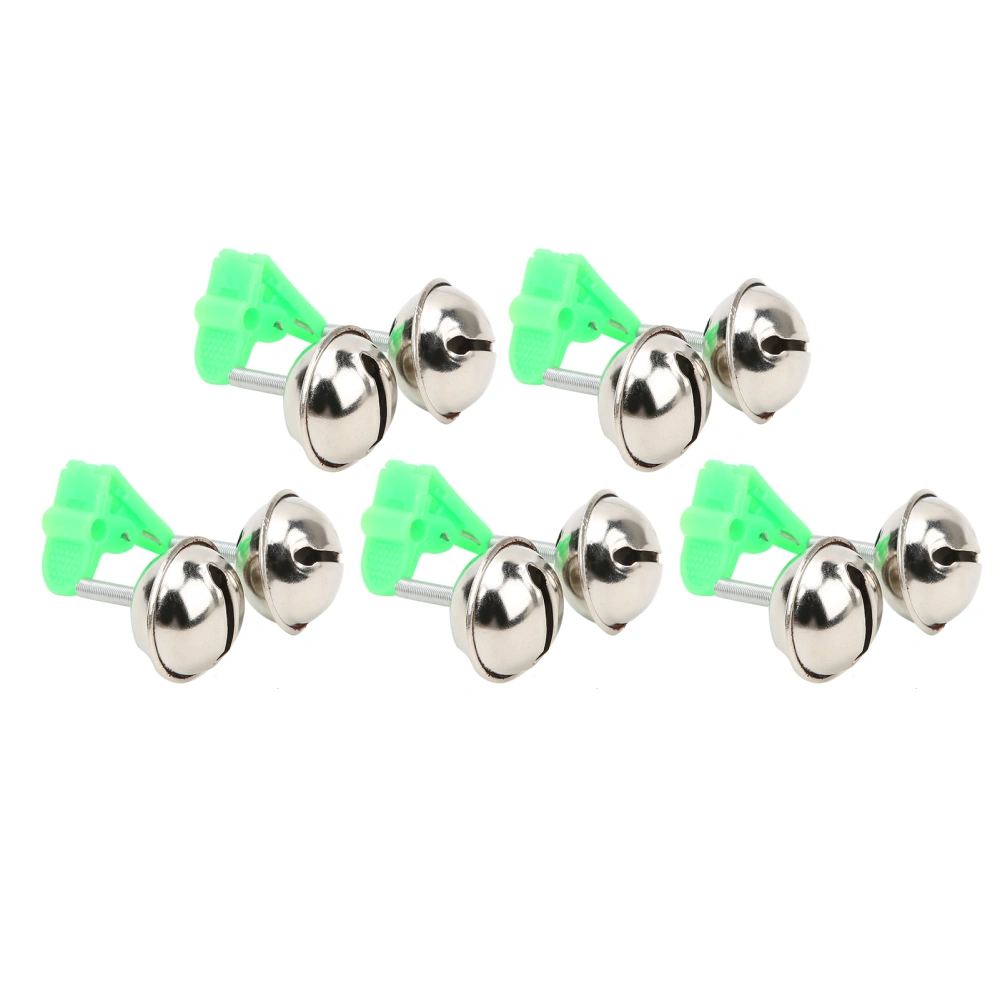 5Pcs Fishing Pole Fish Bite Lure Alarm Alert Twin Bell Ring Rod Tip Clip Fishing Bell