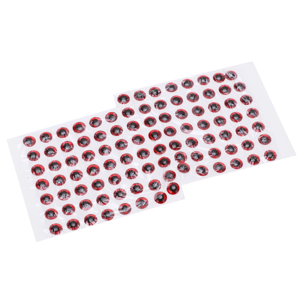 100Pcs Fishing Lure Eyes ThreeDimensional Sticky Lightweight Durable Fisheye Sticker for Making Fishing Bait(Red )