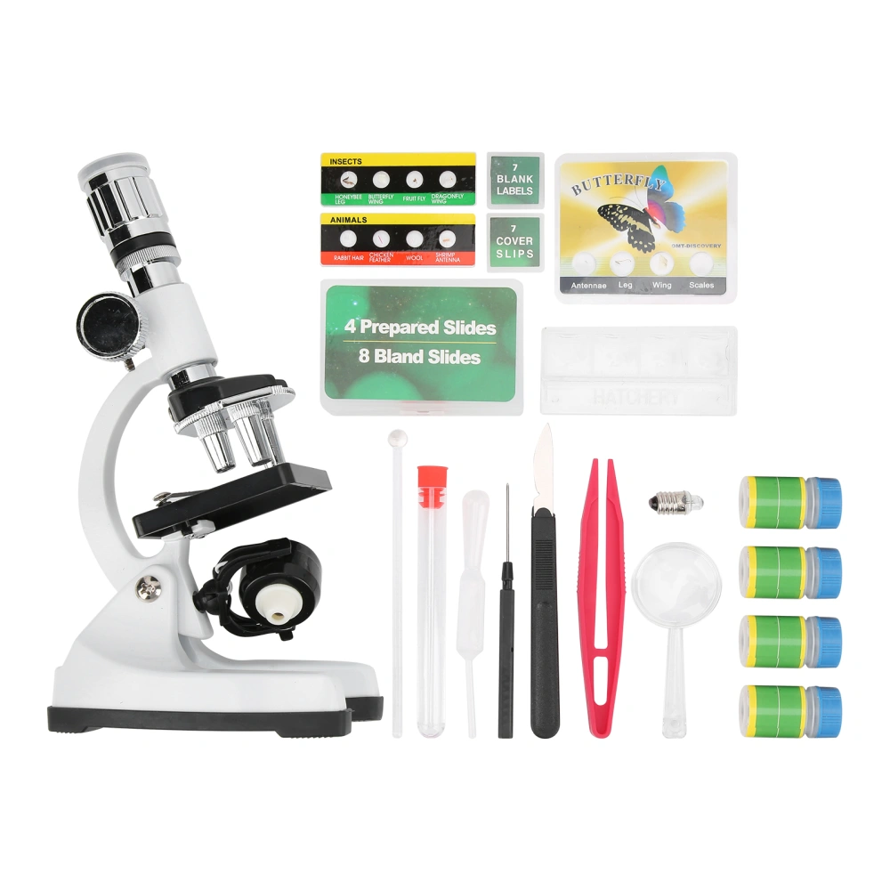 AllMetal Beginner Microscope Kit HD 1200X Microscope Toy Children Science Education Set