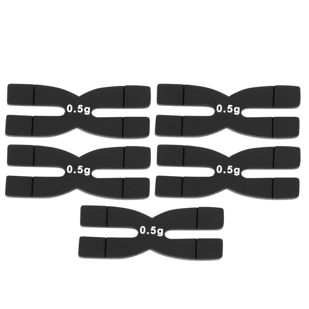 POWERTI 5pcs 0.5g Tennis Badminton Racket Weight Balance Strips Silicone Weighted Tapes BarBlack