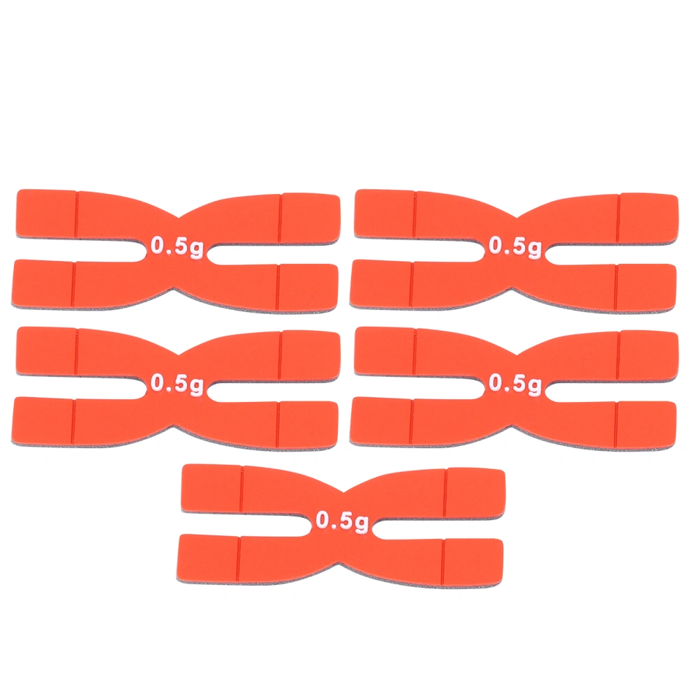 POWERTI 5pcs 0.5g Tennis Badminton Racket Weight Balance Strips Silicone Weighted Tapes BarRed