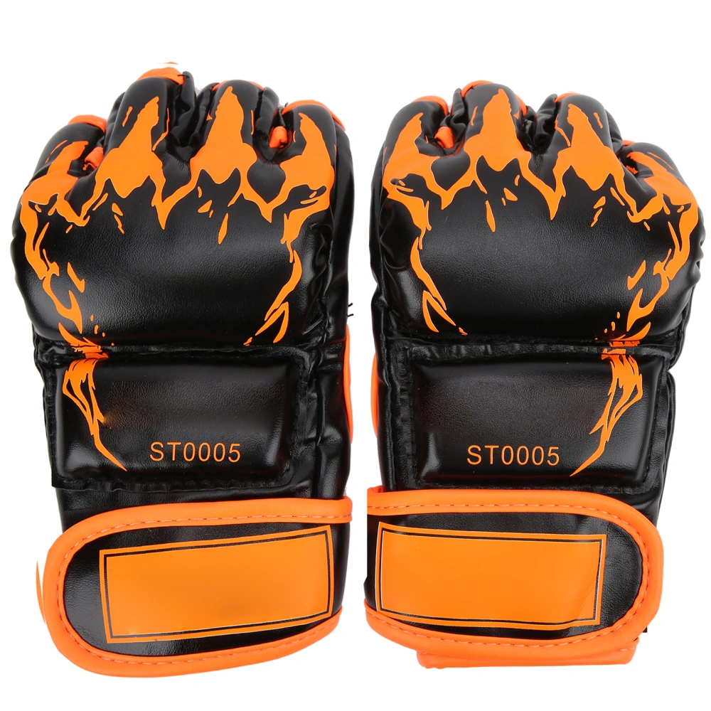 Professional MMA Fingerless Gloves PU Leather Punching Bag Sanda Boxing GlovesBlack Bottom Orange Claw