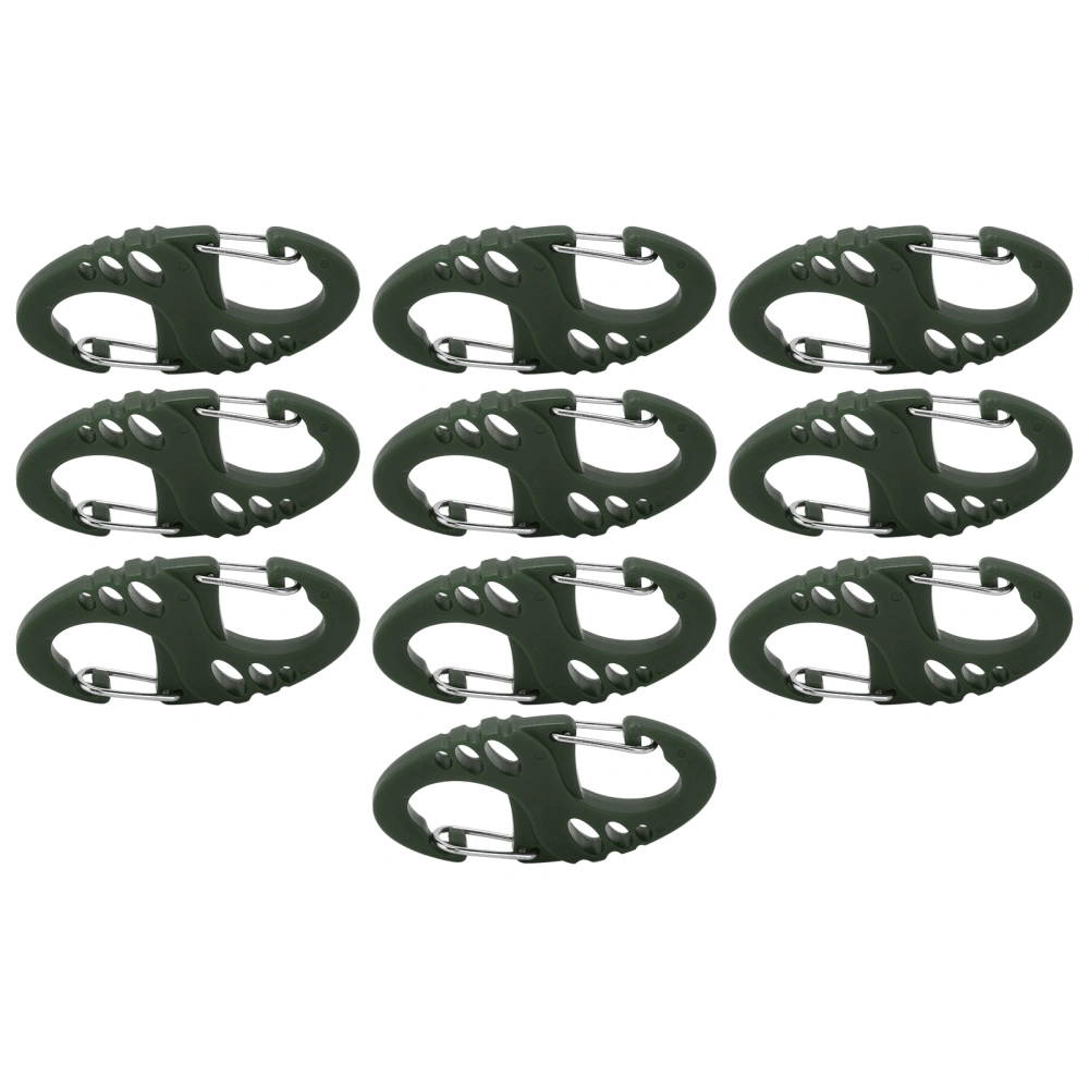 10pcs S Shaped 8 Shaped Snap Keychain Hook Clip Outdoor Molle Backpack Quick Release BuckleMilitary Green