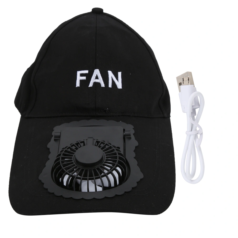 Portable USB Rechargeable Fan Hat Adjustable Adult Unisex Sun UV Protection Fan CapsClassic Black (Letters)