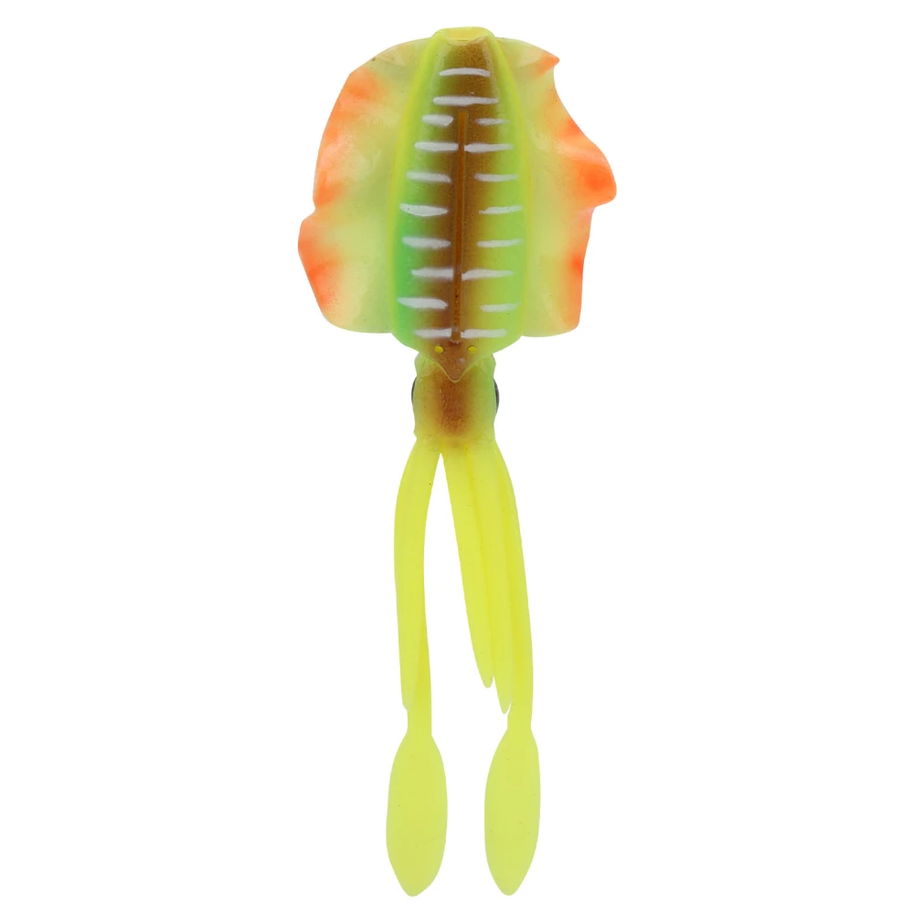 Luminous Squid Soft Bait 3D Eyes Saltwater Fishing Octopus Lure Artificial Wobbler Bait(YellowGreen )