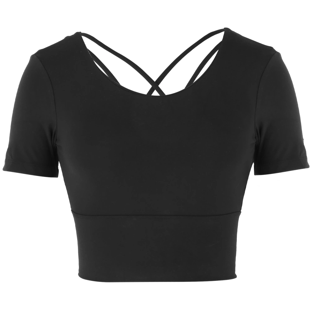 Women Summer Sexy Sports Short Sleeve Tops for Yoga Fitness Workout Sport AccessoriesBlack M