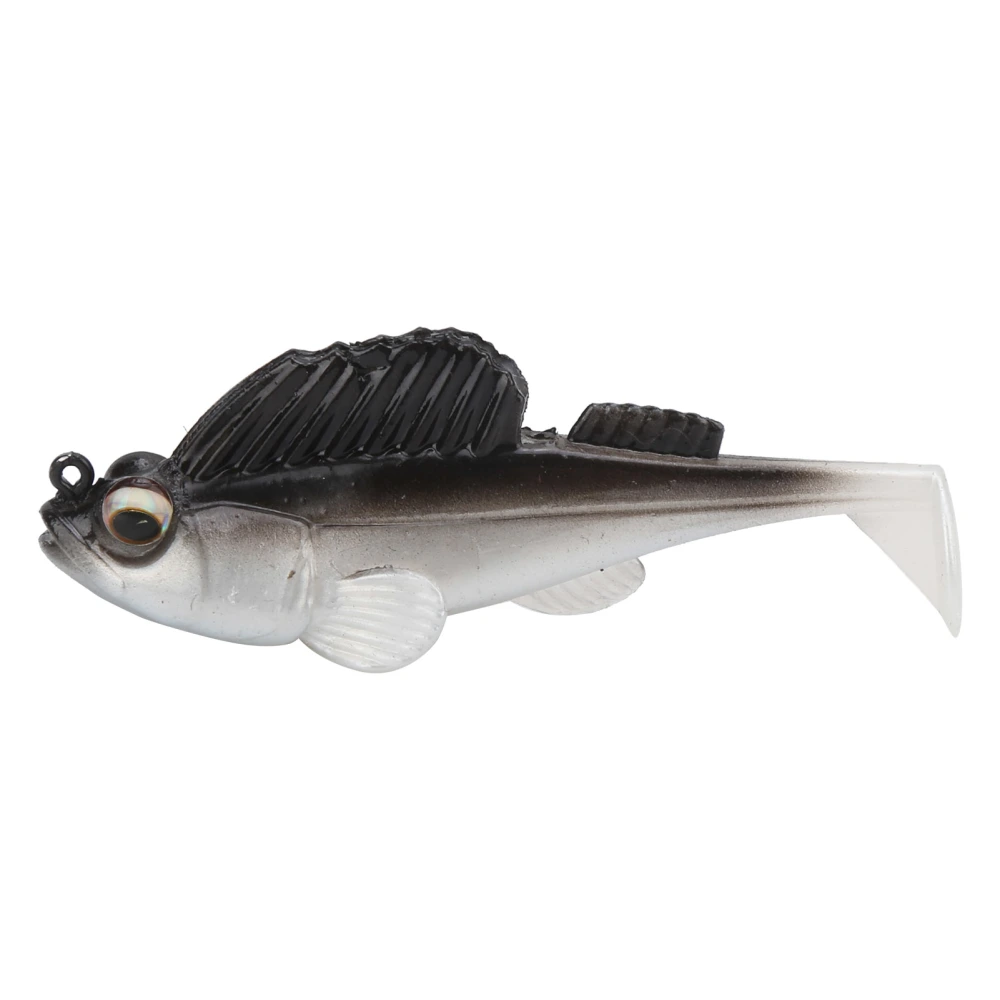 Deep Running Soft Bait Jumping Paddle Tail 75mm/13g Anti‑Hanging Bottom Fake Soft BaitBlack Silver