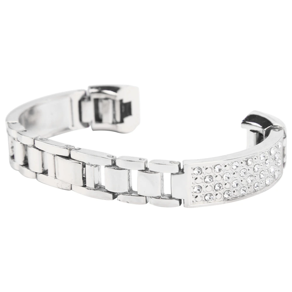 Stainless Steel Bracelet Women Inlay Rhinestones Wristband Wrist Decoration for FitbitSilver