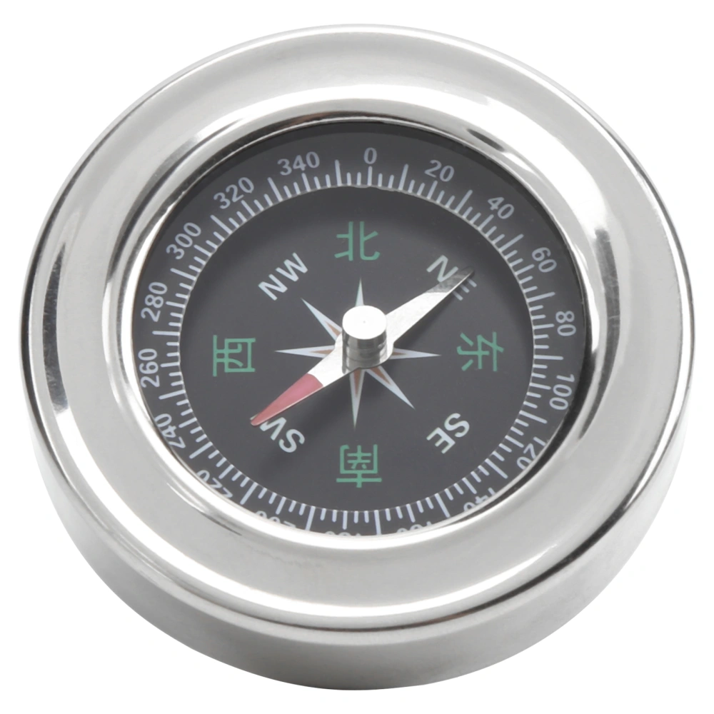 60mm Stainless Steel Portable Pocket Compass Mini Orienteering Compass for Camping HikingSilver White