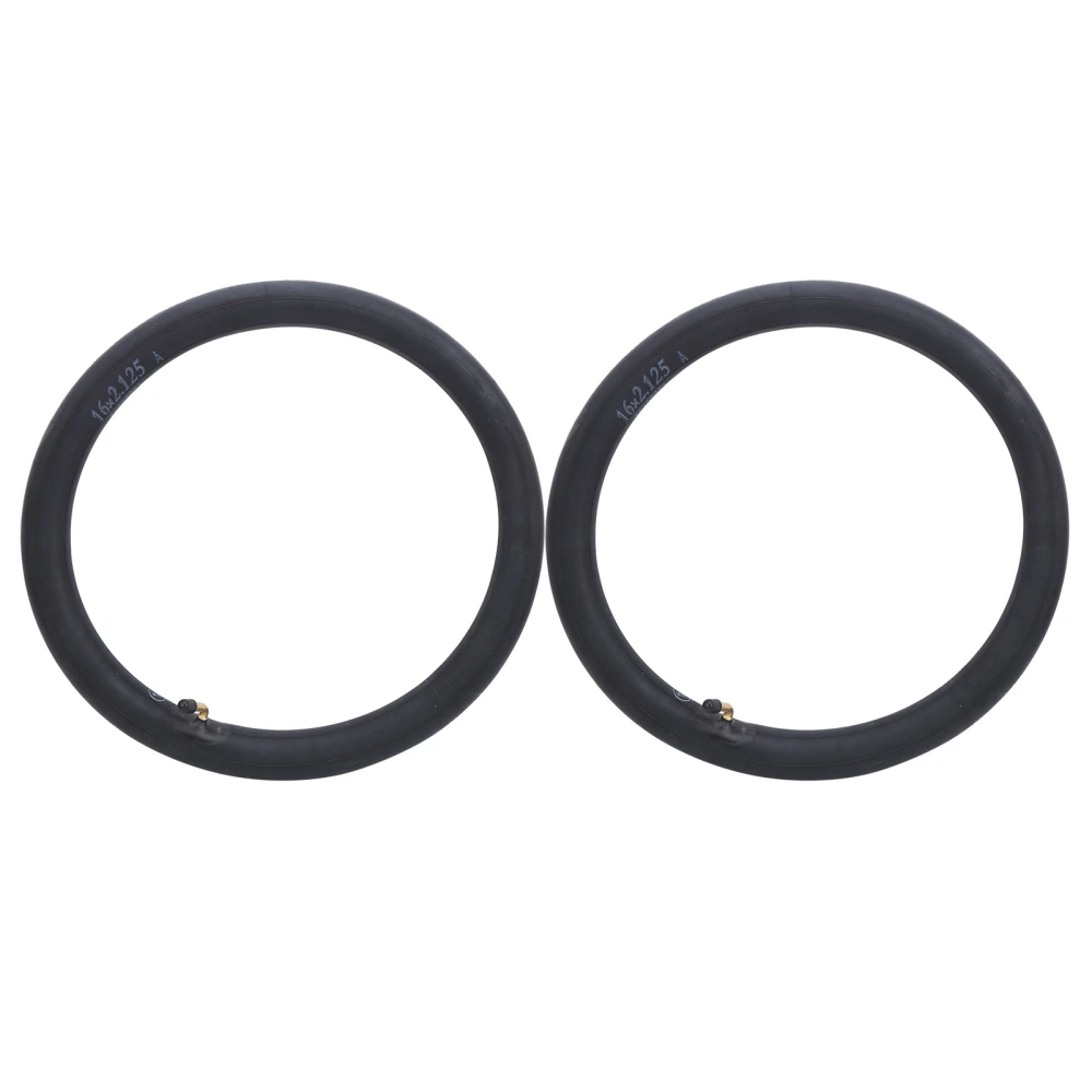 2Pcs Inner Tube Replacement Butyl Rubber Tyre W/Bend Valve for Folding Bicycle Bike16x2.125in