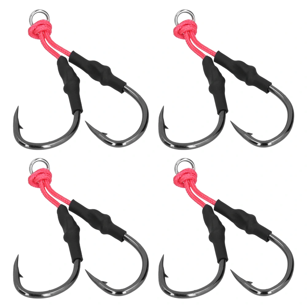 4Pcs Fishing Iron Plate Lure Bait Double Hook Boat Fishing Metal Fishhook Jigging Hook 7/0