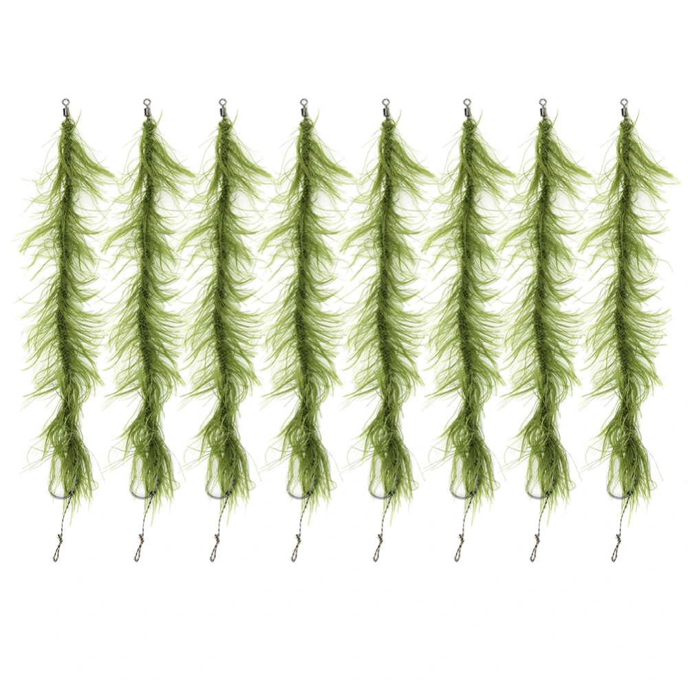 8PCS Carp Fishing Tied Hair Rigs Nylon Green Grass Line Combination Barbed Hooks2#