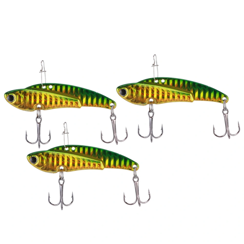 3PCS Metal Artificial Lure All Swimming Layer Sinking Vibration Hard Bait Fishing TackleGold Green