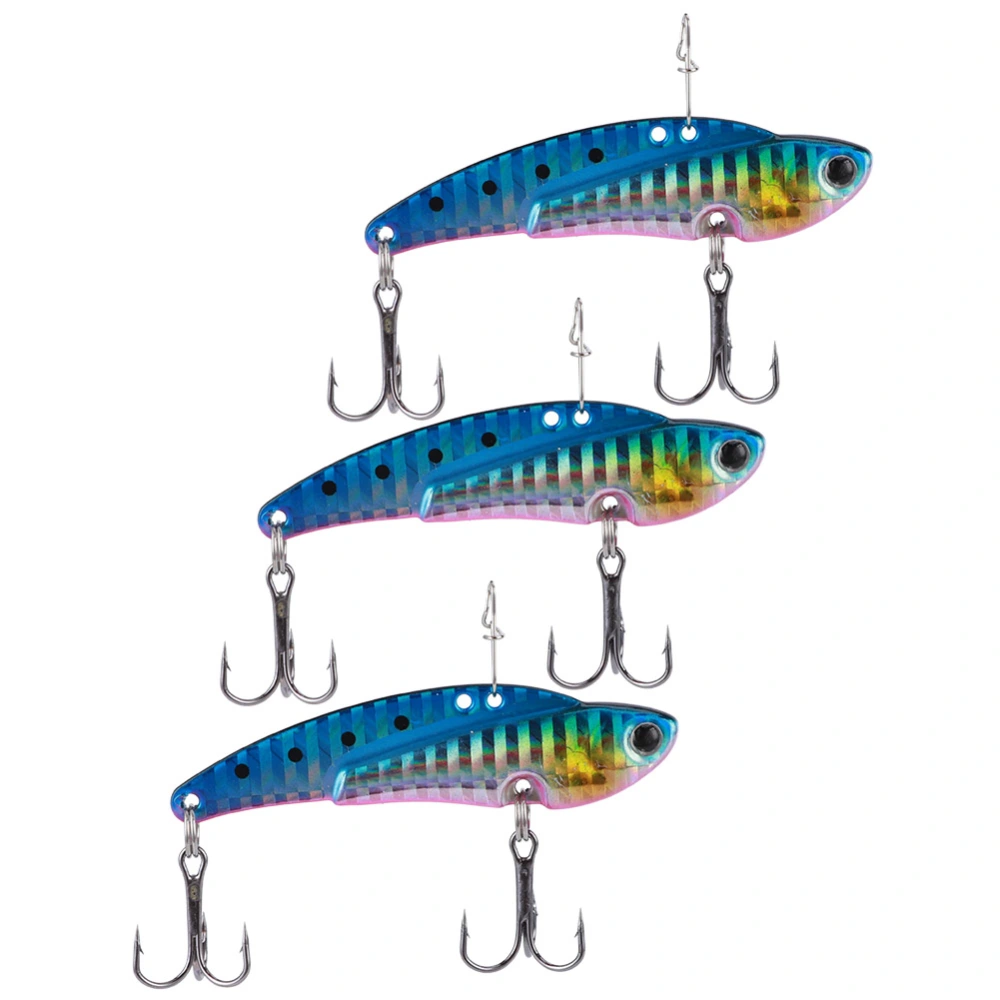 3PCS Metal Artificial Lure All Swimming Layer Sinking Vibration Hard Bait Fishing TackleBlue