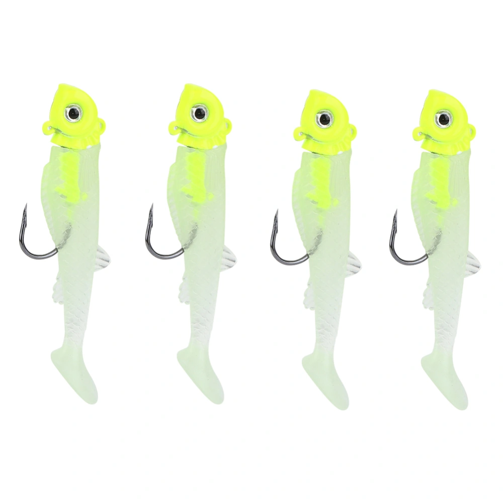 4PCs Bag Single Hook TTail Soft Anti Bottom Hanging Bait Artificial High Simulation Fishing Lure Tackle Tool(Fishing Lure )