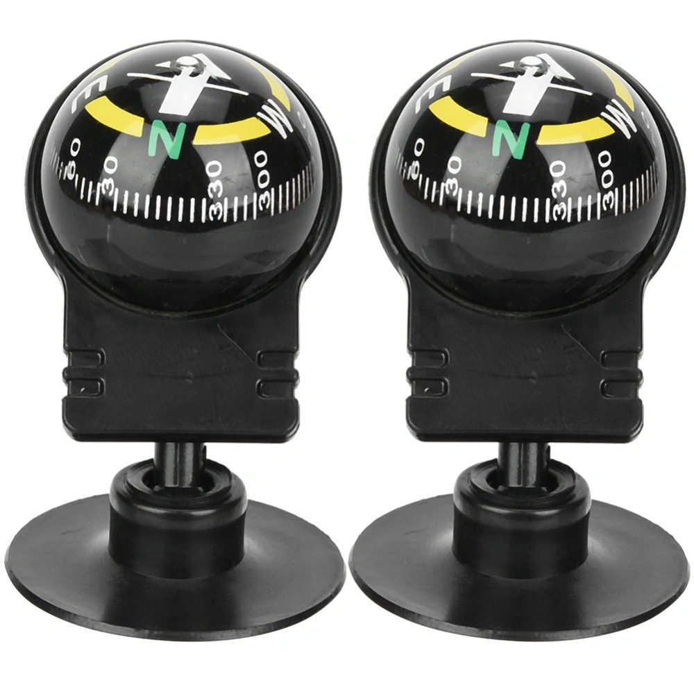 2PCS LC282 ABS Portable Car Compass Guide Ball with Suction Cup Outdoor Navigation Tools